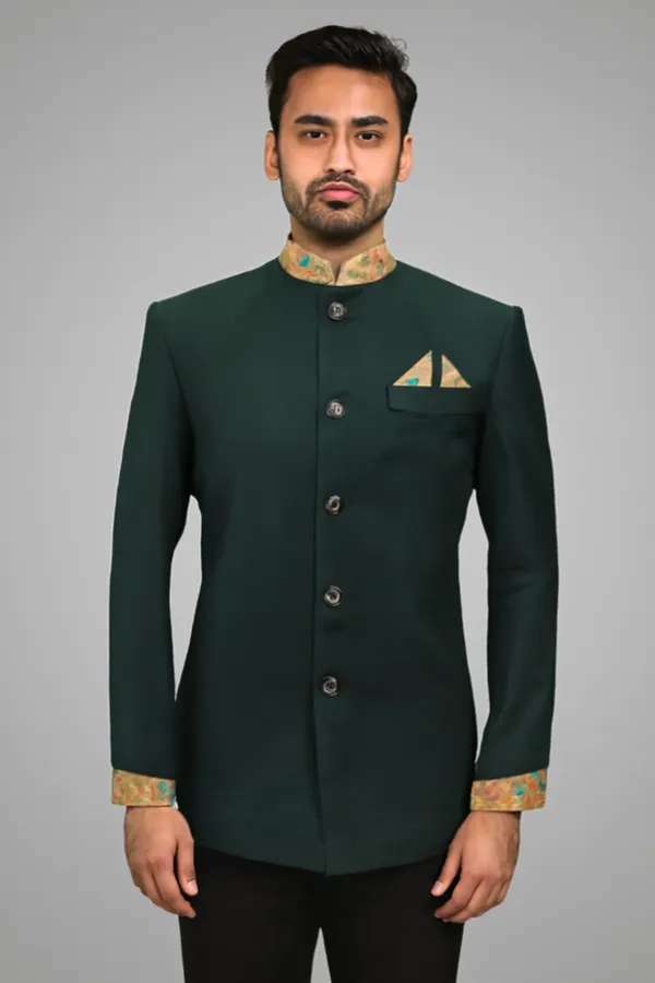 Bottle_Green_Cotton_Fabric_Catering_Stewards_Service_Coat