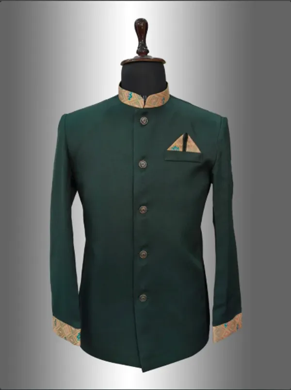 Bottle_Green_Cotton_Fabric_Catering_Stewards_Service_Coat