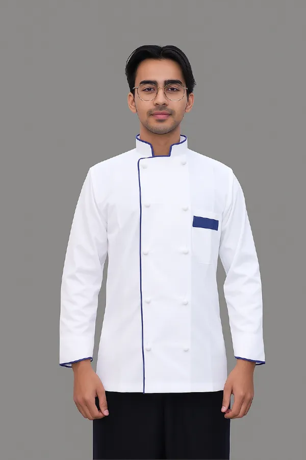 White_Professional_Look_Cotton_Piping_Chef_Coat