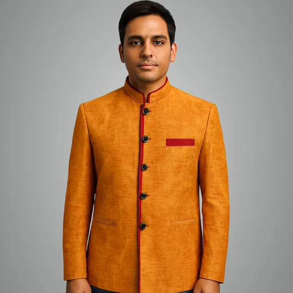 Orange_Velvet_Fabric_Catering_Stewards_service_Coat