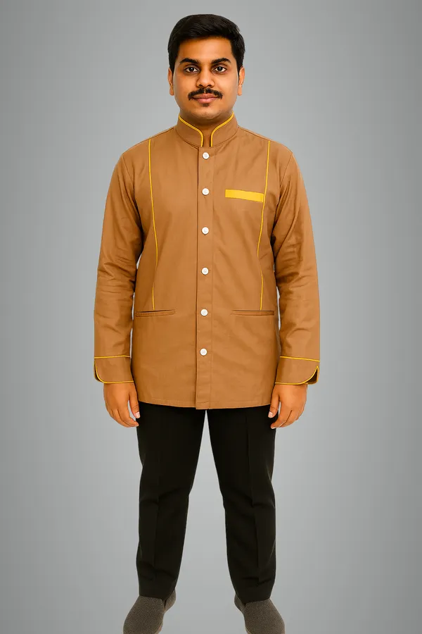Brown_with_Yellow_piping_Housekeeping_Uniform_Full_set