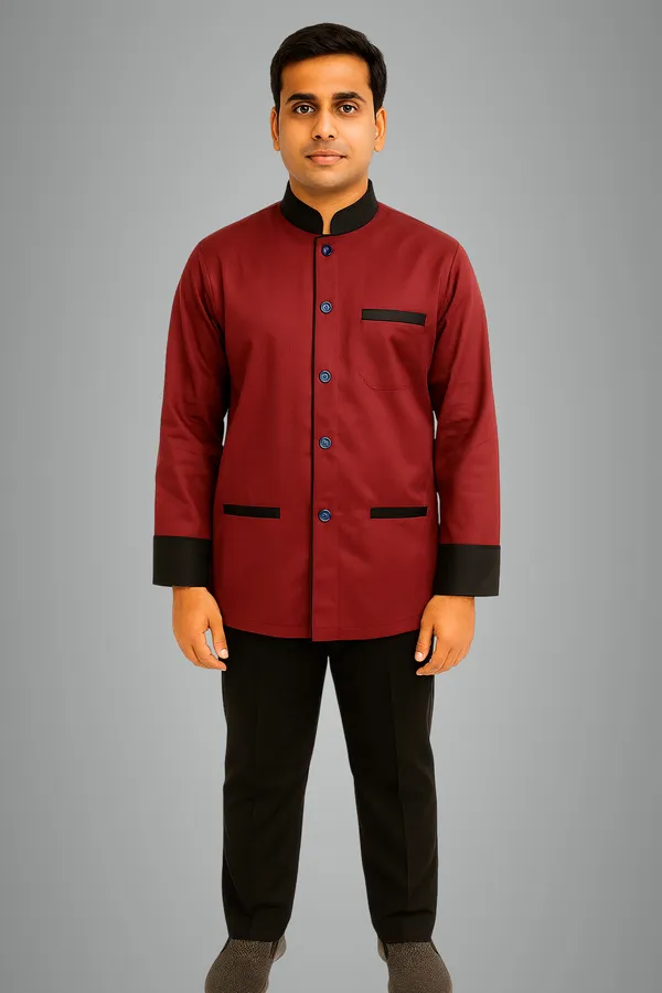 Red_with_Black_design_Catering_Stewards_Uniform_full_set