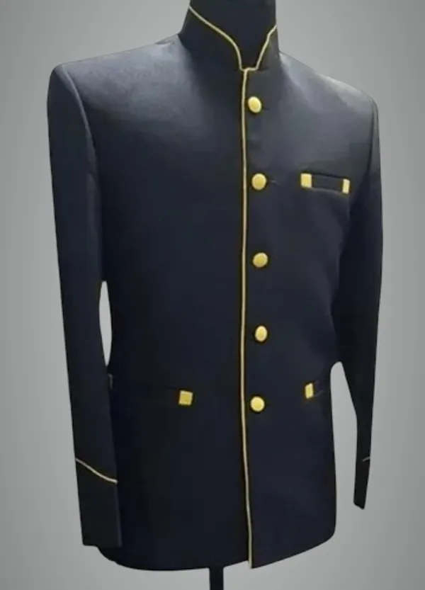 Black_With_Gold_Piping_Jodhpuri_Design_Catering_Stewards_Service_Coat