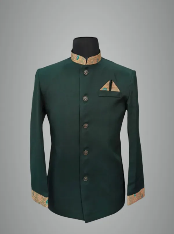 Bottle_Green_Cotton_Fabric_Catering_Stewards_Service_Coat
