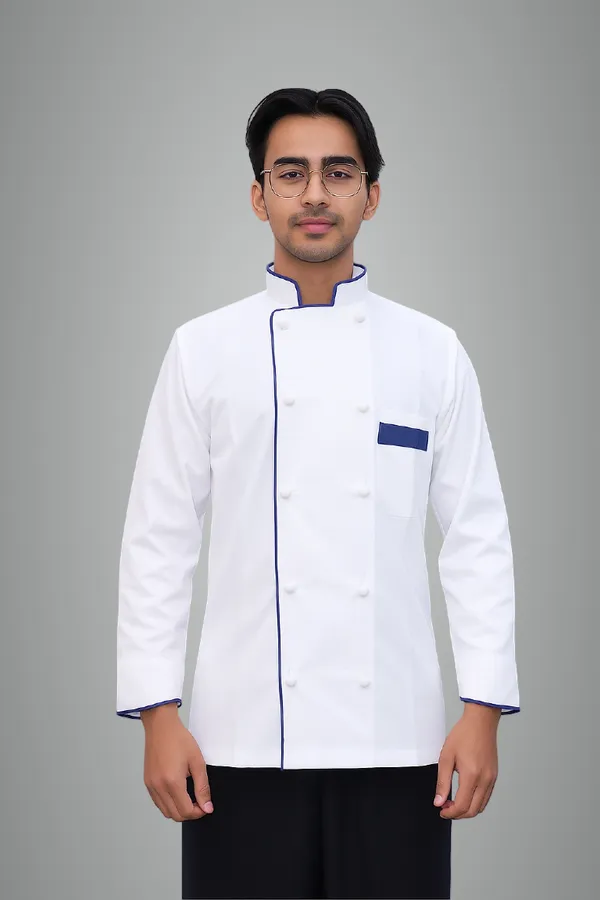 White_Professional_Look_Cotton_Piping_Chef_Coat
