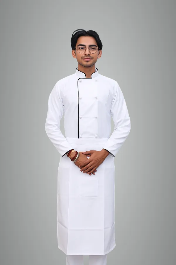 White_Professional_Look_Cotton_Piping_Chef_Coat