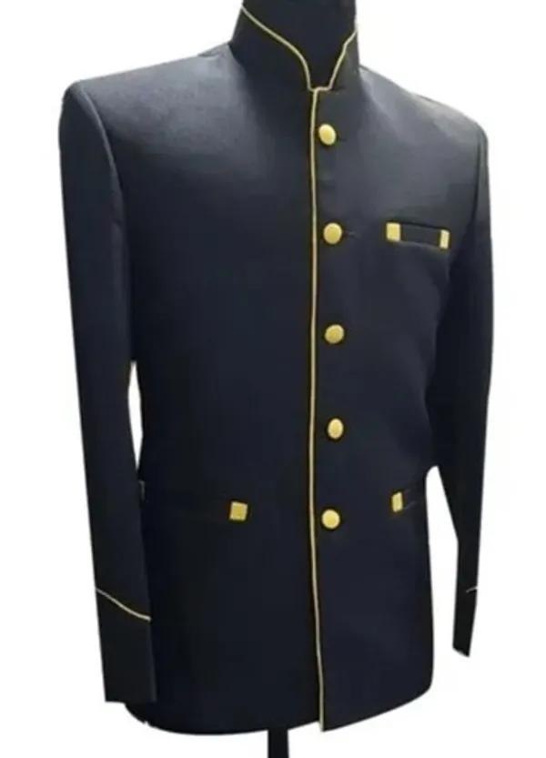 Black_With_Gold_Piping_Jodhpuri_Design_Catering_Stewards_Service_Coat