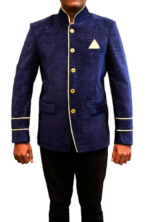 Dark_Blue_Velvet_Fabric_Catering_Stewards_Service_Coat