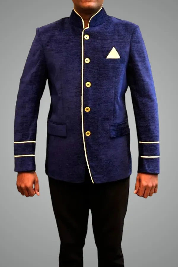 Dark_Blue_Velvet_Fabric_Catering_Stewards_Service_Coat