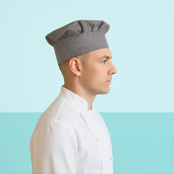 Gray_&_Black_Makki_check_Chef_cap