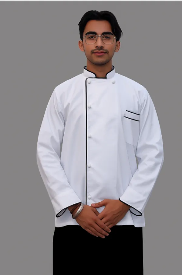 White_Professional_Look_Cotton_Piping_Chef_Coat
