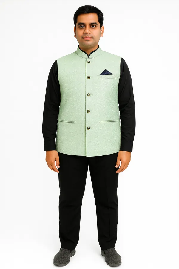 Bottle_Green__Satin_Fabric_Catering_Stewards_Waist_Coat