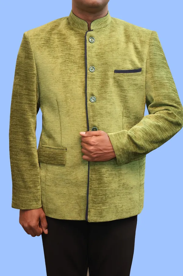 Lime_Green_Velvet_Fabric_Catering_Stewards_Service_Coat