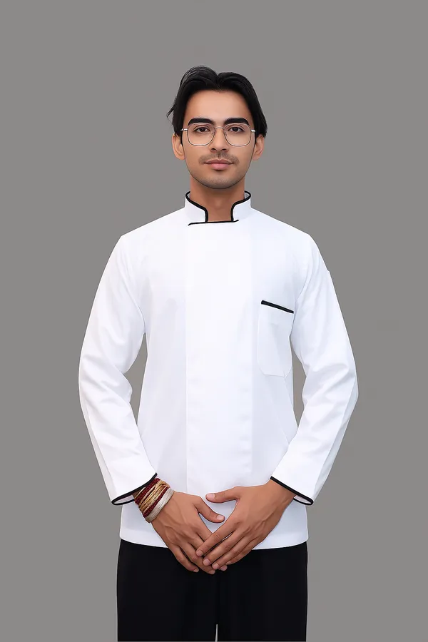 White_Professional_Look_Cotton_Piping_Chef_Coat