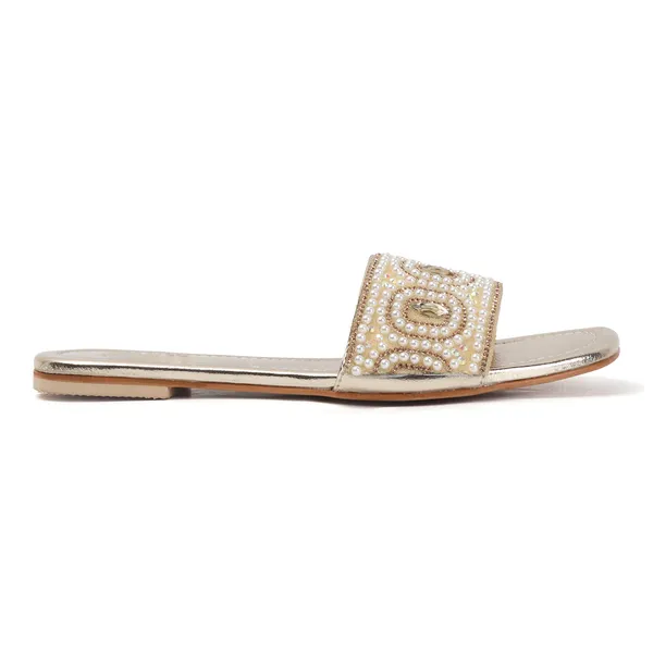 These_flat_slide_sandals_feature_a_metallic_bronze_finish_on_the_footbed_and_sole