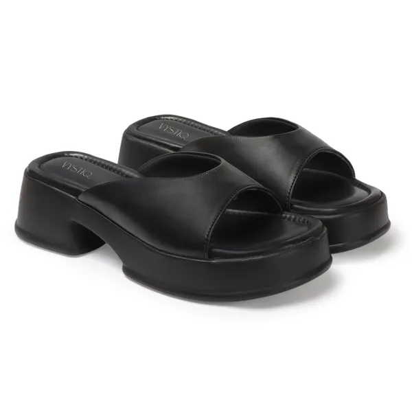Black_Faux_Leather_Casual_2_inch_Heel_Sandal_For_Women