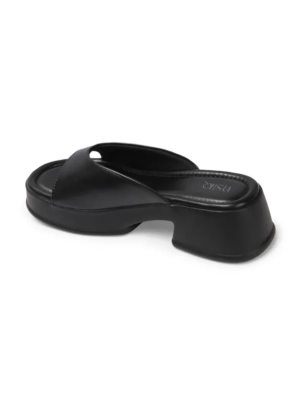 Black_Faux_Leather_Casual_2_inch_Heel_Sandal_For_Women