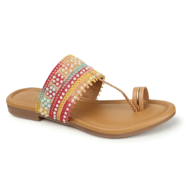 Elegant_Pearl_Embellished_Kolhapuri_Flat_Sandal_for_Women_with_Soft_Comfort_Sole_and_Ethnic_Festive_Design