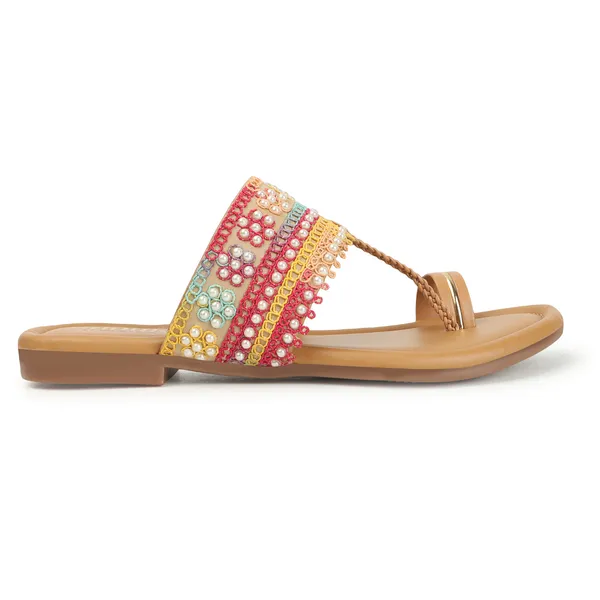 Elegant_Pearl_Embellished_Kolhapuri_Flat_Sandal_for_Women_with_Soft_Comfort_Sole_and_Ethnic_Festive_Design