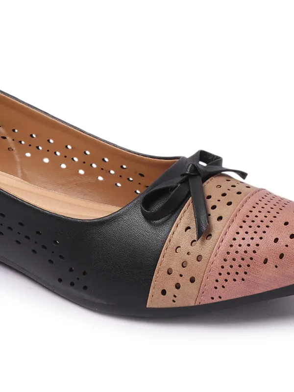 Black_and_Perforated_Ballerina_Flats_with_Bow_Design_and_Soft_Cushioned_Insole_for_Women