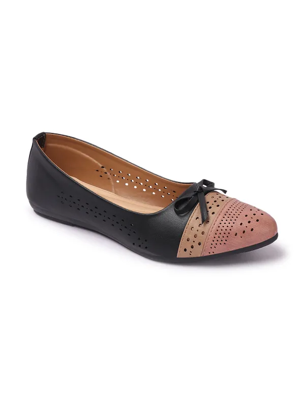 Black_and_Perforated_Ballerina_Flats_with_Bow_Design_and_Soft_Cushioned_Insole_for_Women