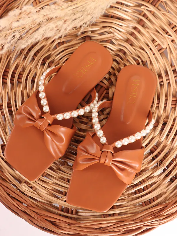 Tan_Synthetic_Leather_Casual_Slipper_For_Women