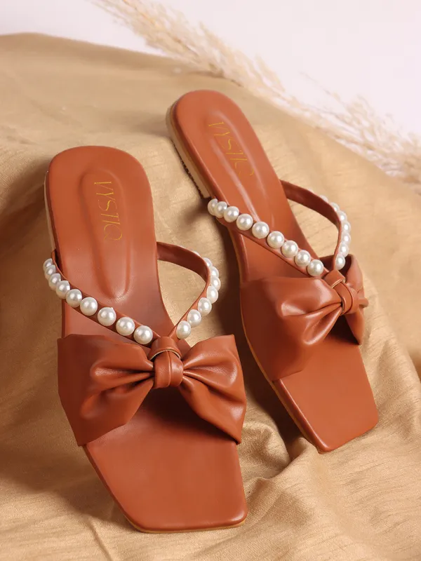 Tan_Synthetic_Leather_Casual_Slipper_For_Women