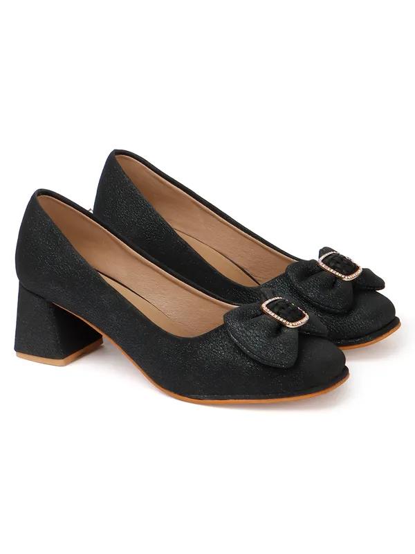 Elegant_Black_Party_Block_Heels_for_Women_with_Bow_and_Buckle_Detail