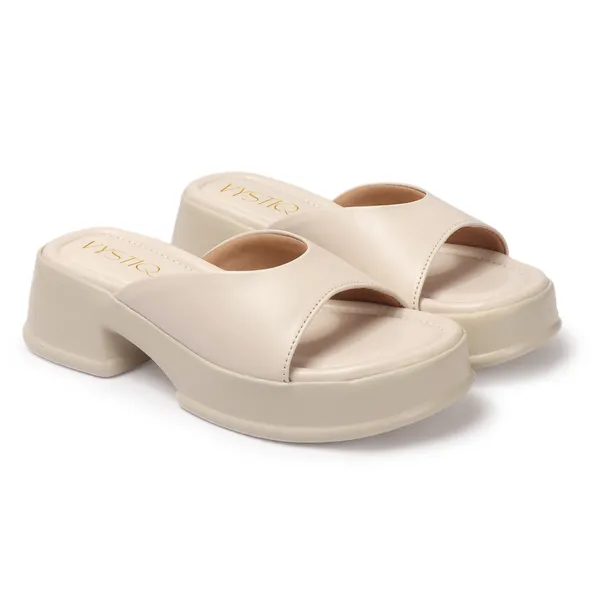 Cream_Faux_Leather_Casual_2_inch_Heel_Sandal_For_Women