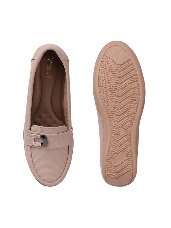 Cream_Knit_Fabric_Casual_Loafers_For_Women