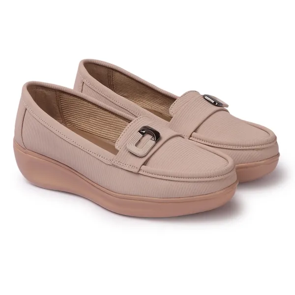 Cream_Knit_Fabric_Casual_Loafers_For_Women