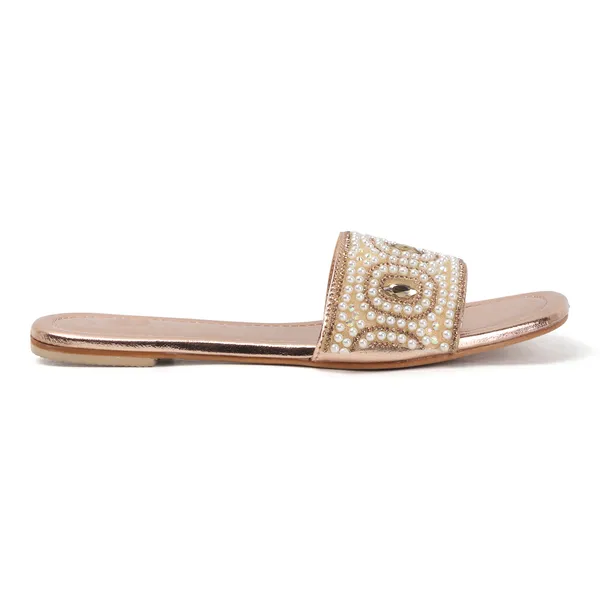 These_flat_slide_sandals_feature_a_metallic_bronze_finish_on_the_footbed_and_sole