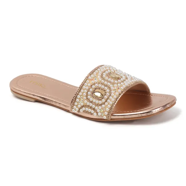 These_flat_slide_sandals_feature_a_metallic_bronze_finish_on_the_footbed_and_sole