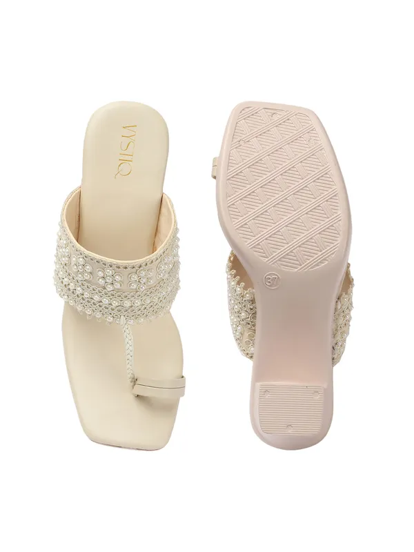 Cream_Synthetic_Casual_3_inch_Heel_Sandal_For_Women