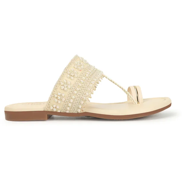 Elegant_Pearl_Embellished_Kolhapuri_Flat_Sandal_for_Women_with_Soft_Comfort_Sole_and_Ethnic_Festive_Design