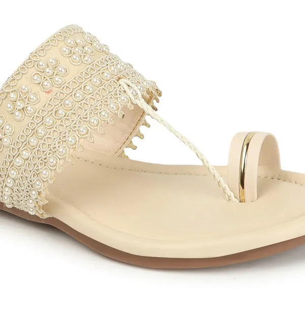 Elegant_Pearl_Embellished_Kolhapuri_Flat_Sandal_for_Women_with_Soft_Comfort_Sole_and_Ethnic_Festive_Design