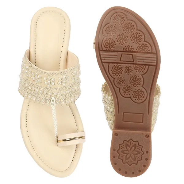 Elegant_Pearl_Embellished_Kolhapuri_Flat_Sandal_for_Women_with_Soft_Comfort_Sole_and_Ethnic_Festive_Design