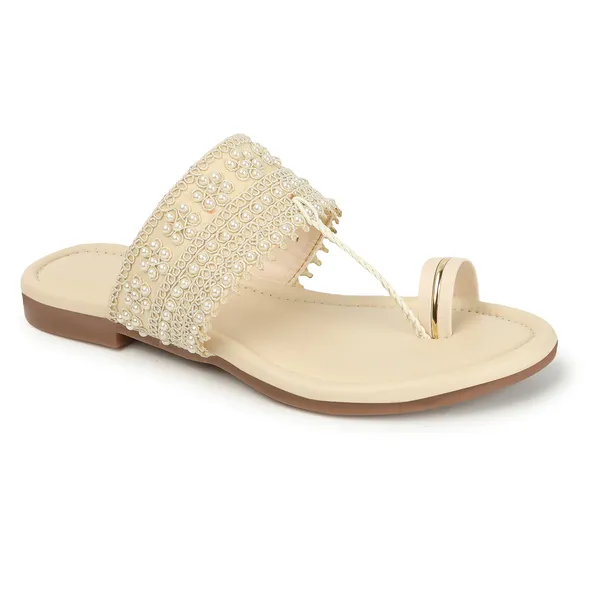 Elegant_Pearl_Embellished_Kolhapuri_Flat_Sandal_for_Women_with_Soft_Comfort_Sole_and_Ethnic_Festive_Design