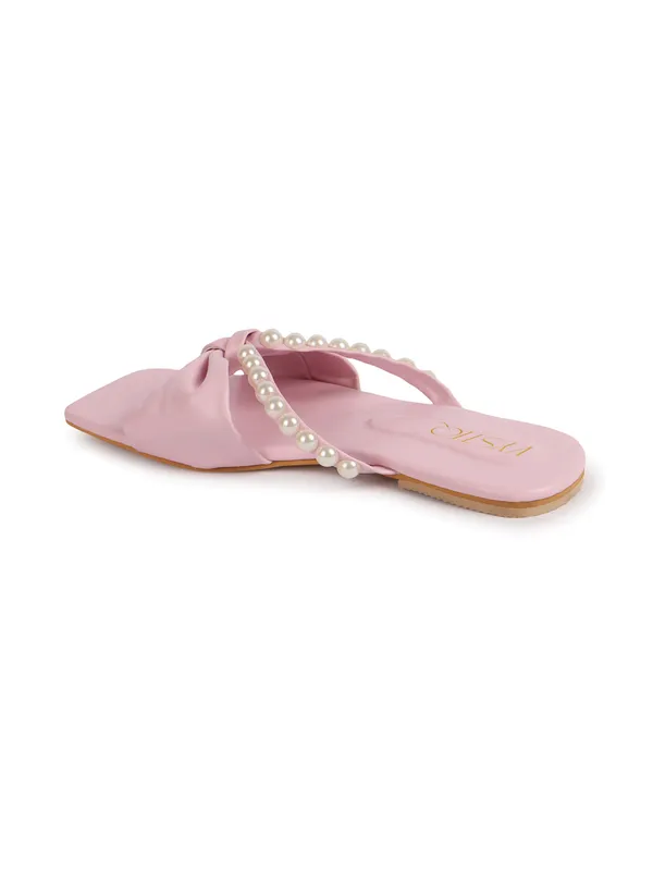 Peach_Synthetic_Leather_Casual_Slipper_For_Women
