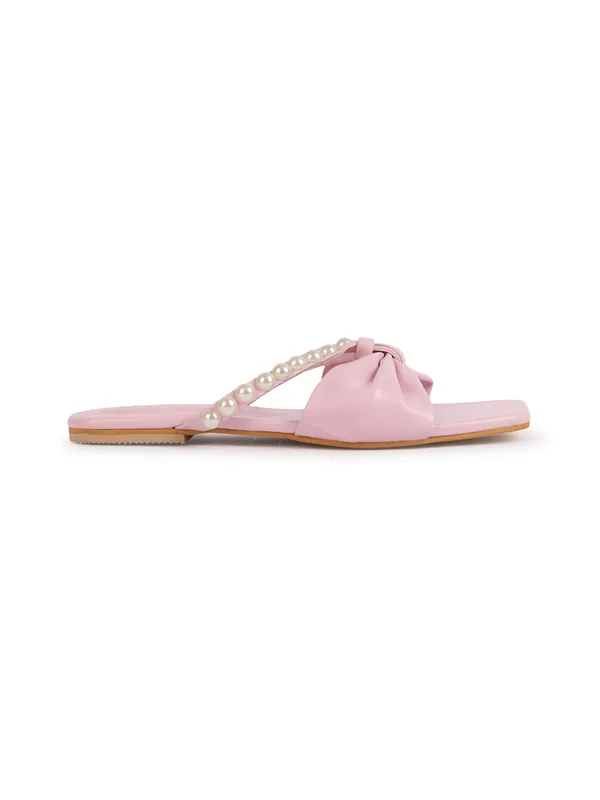 Peach_Synthetic_Leather_Casual_Slipper_For_Women