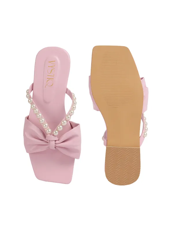 Peach_Synthetic_Leather_Casual_Slipper_For_Women