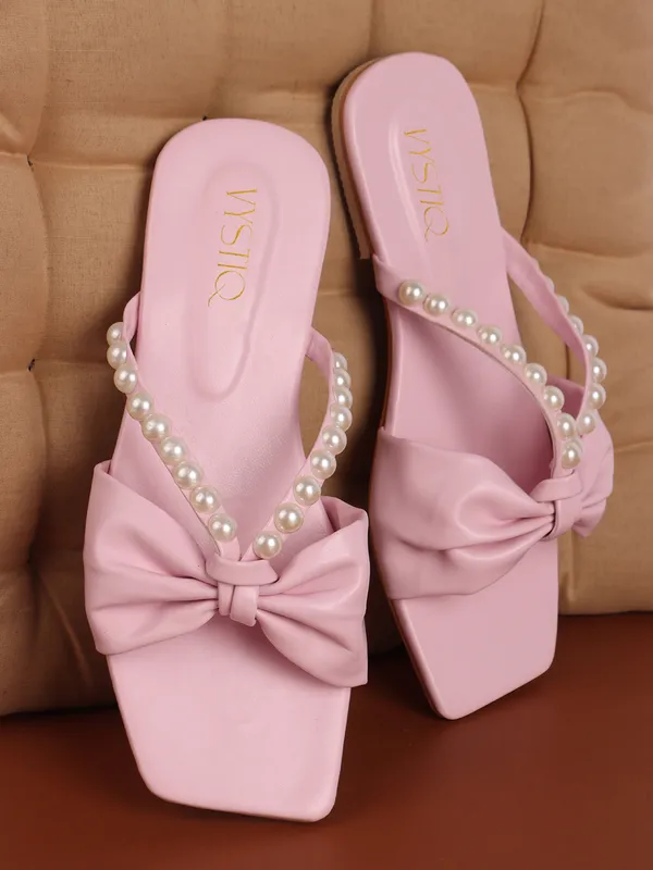 Peach_Synthetic_Leather_Casual_Slipper_For_Women