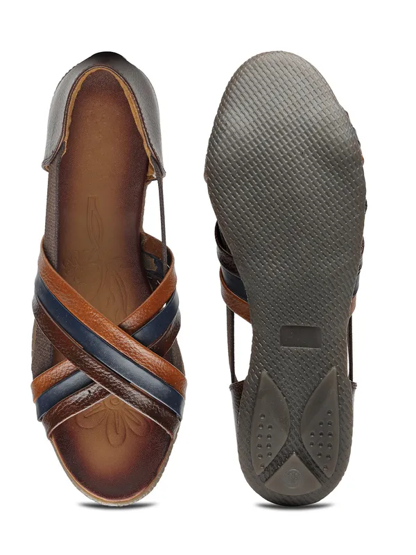Stylish_Brown-Woven_Leather_Look_Open-Toe_Flats_for_Women_with_Comfort_Fit_and_Elegant_Design