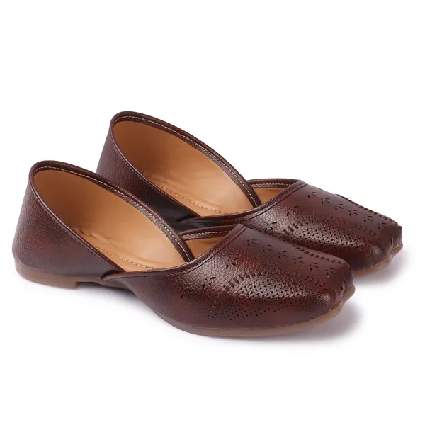 Traditional_handcrafted_leather_juttis_1.5_inch_Heel_featuring_a_square_toe_design,_intricate_perforations,_and_a_rich_brown_finish_for_ethnic_elegance.