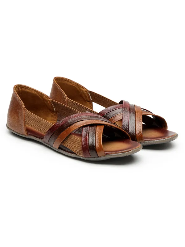 Stylish_Brown-Woven_Leather_Look_Open-Toe_Flats_for_Women_with_Comfort_Fit_and_Elegant_Design