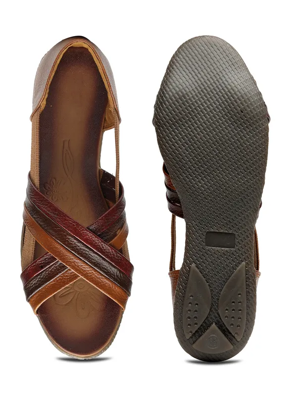 Stylish_Brown-Woven_Leather_Look_Open-Toe_Flats_for_Women_with_Comfort_Fit_and_Elegant_Design