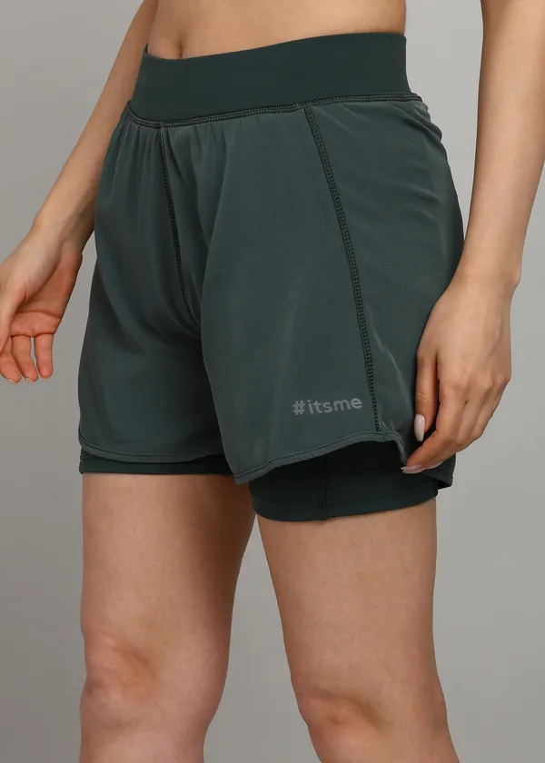 English_Green_2_In_1_Compression_Solid_Shorts
