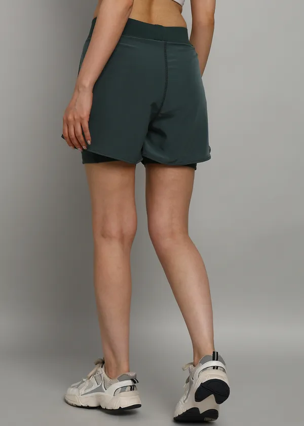 English_Green_2_In_1_Compression_Solid_Shorts