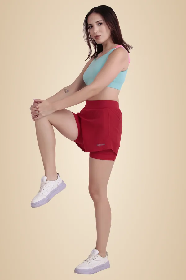 Red_Polyester_&_Ns_Lycra_2_In_1_Compression_Shorts_For_Women