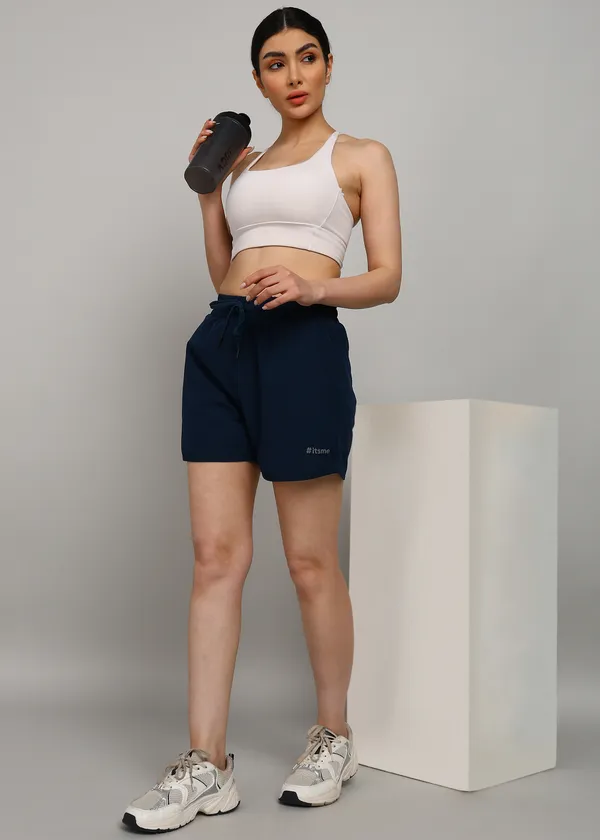 Airforce_Blue_Solid_Shorts_For_Women